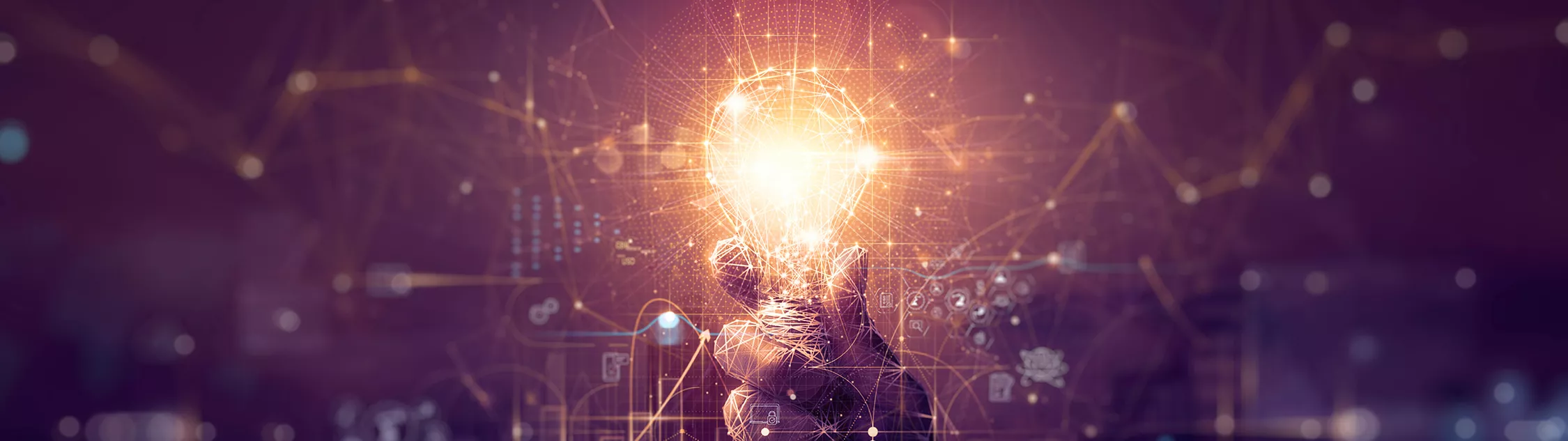 Conceptual image of an idea with a shining light held by a hand