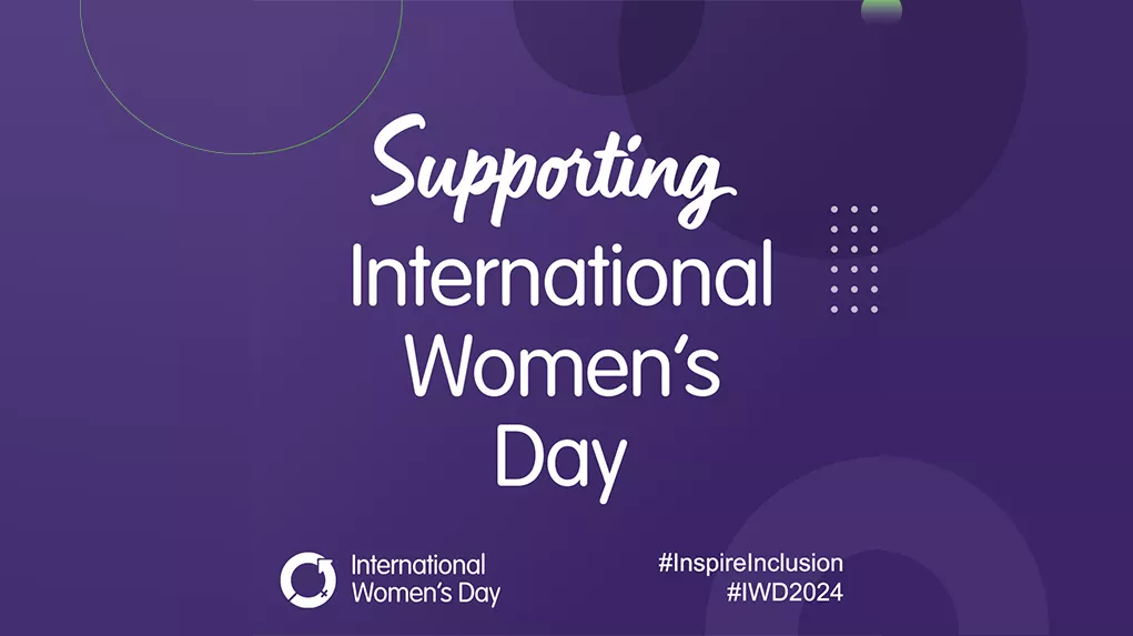 Illustration with the text "Supporting women's International Day"