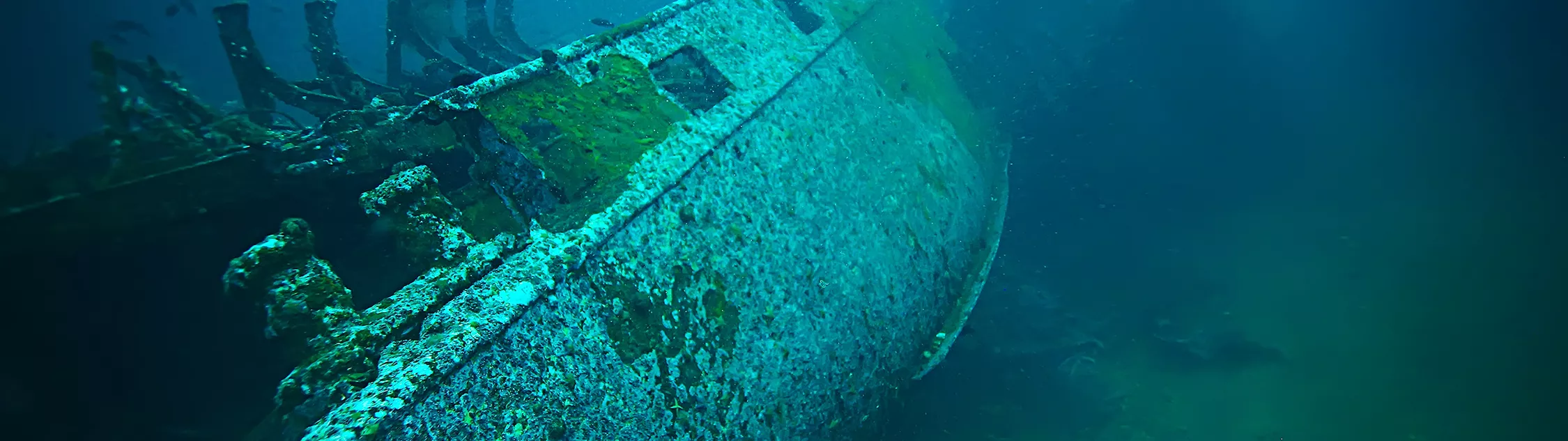 Panoramic image of a wreck observed by viridien satellite mapping technology