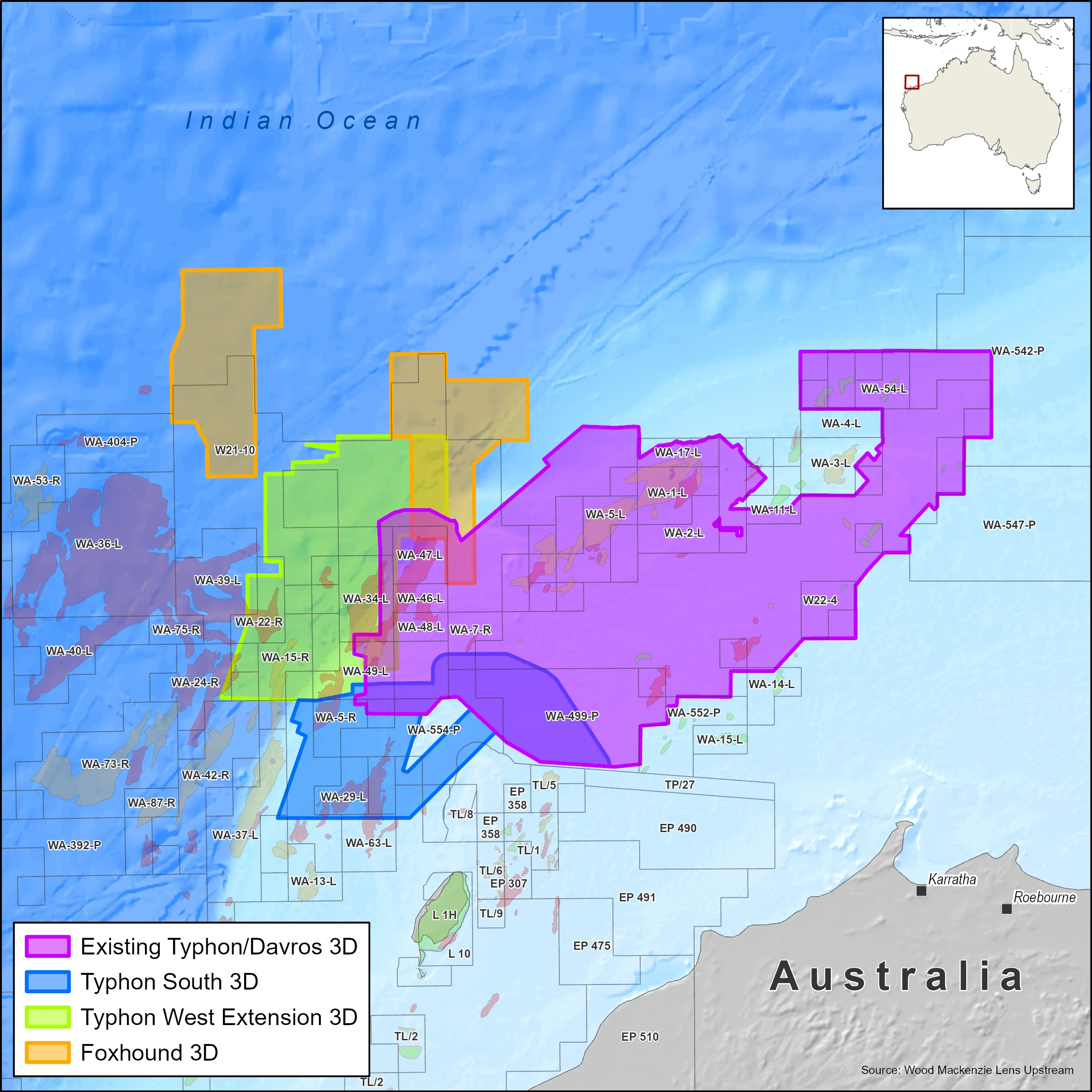 Viridien map of North west Shelf in Indian ocean