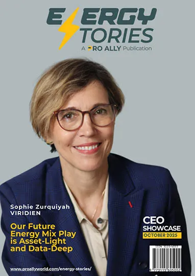 Image of Sophie Zurquiyah, Viridien CEO, on the cover page of the energy stories magazine
