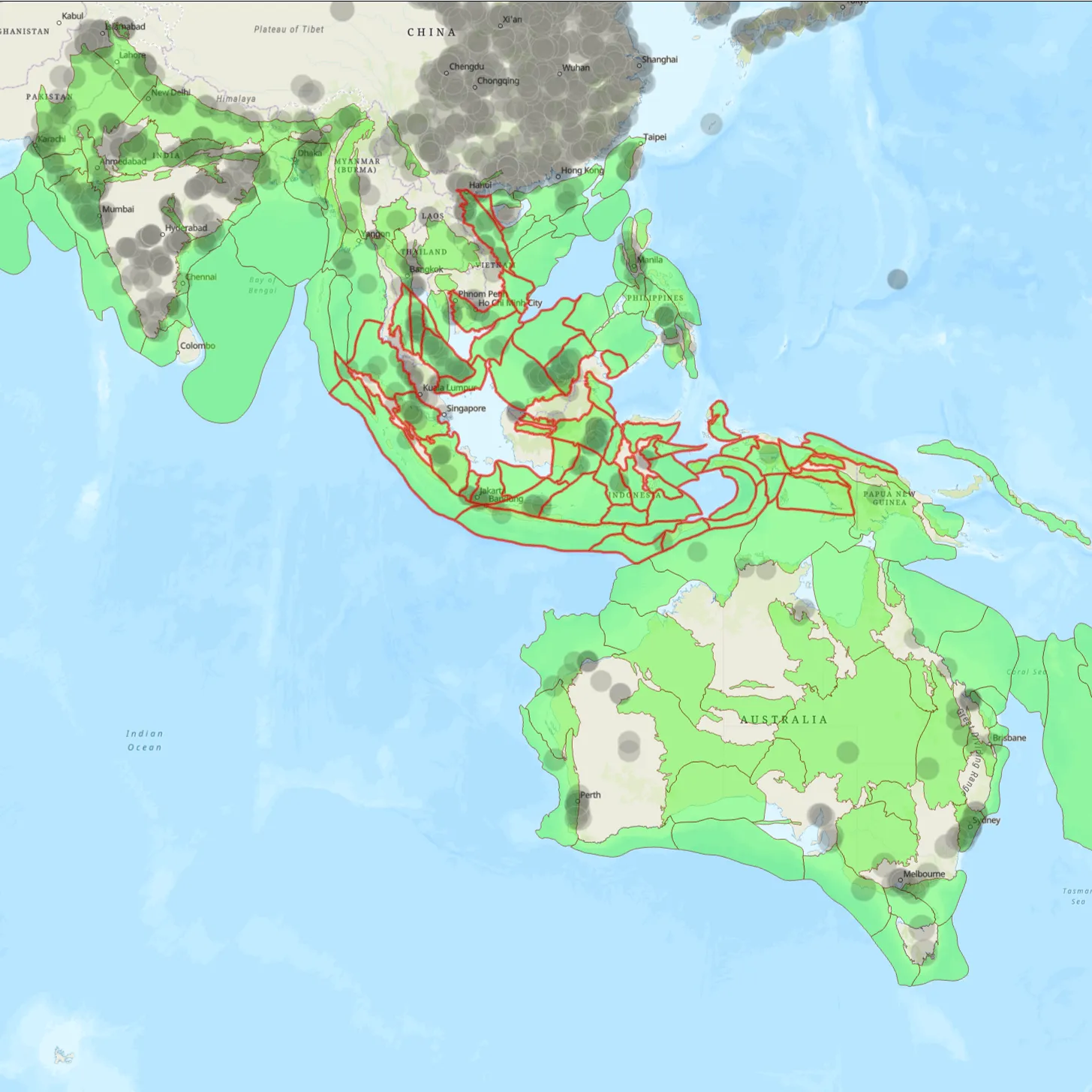 Viridien map of the South East area