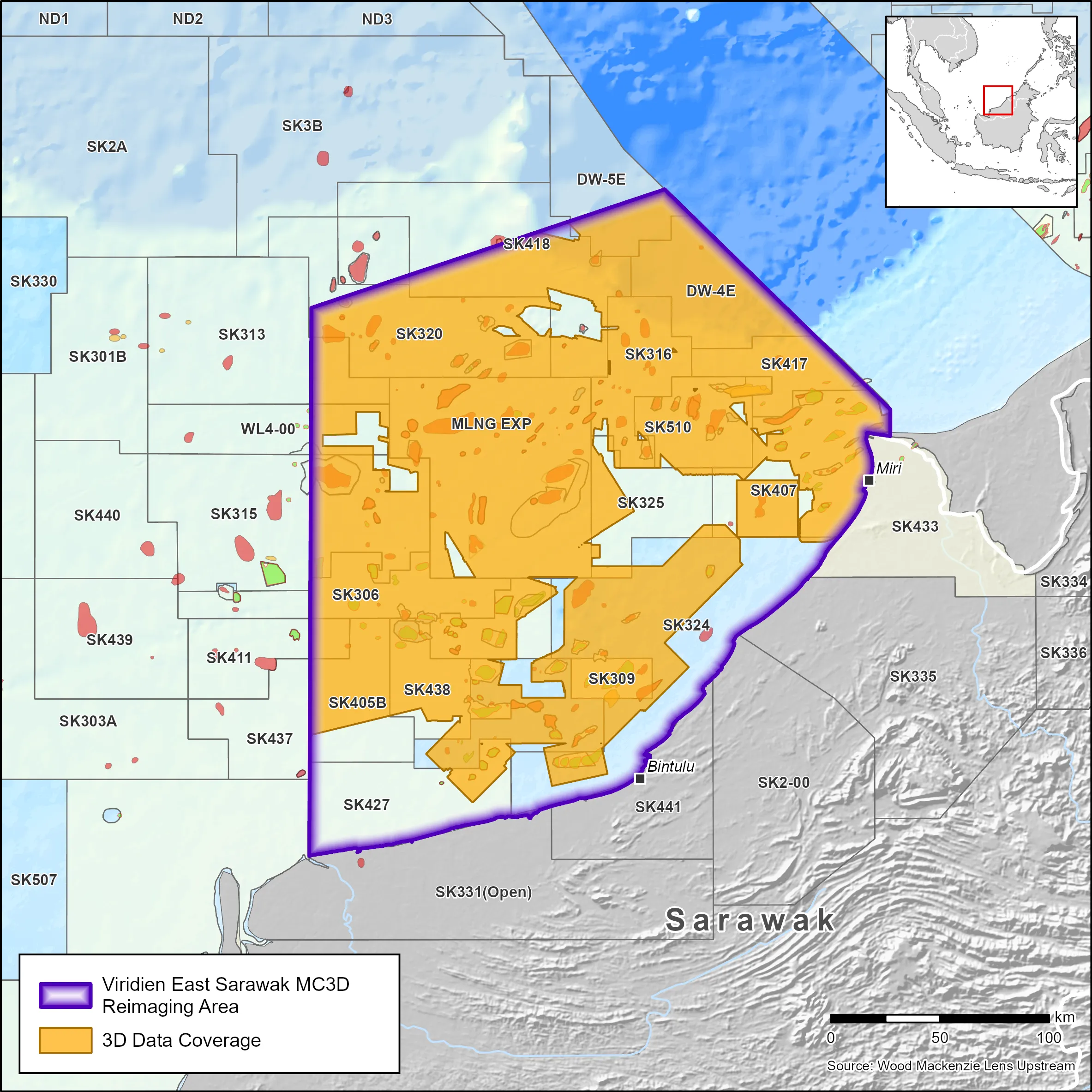 Viridien blocks map of East Sarawak